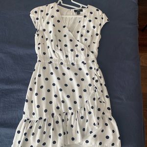 J.Crew ruffle-front mini dress in polka dots